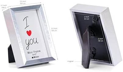 Small Picture Frame 2x3 6 Pack, Magnetic Photo Frames for Fridge and Tabletop Desk Decor, Cute Wallet Size Colored Picture Frames for School Locker, Family Baby Photo, Silver - Image 3