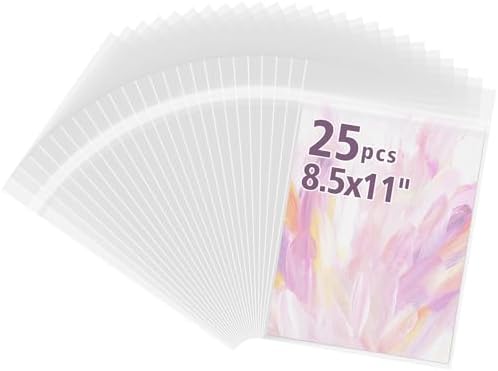 Frametory, 25 Pack 9 x 11 3/7 Inches Acid-Free Clear Plastic Bags by Frametory