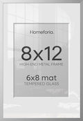 Homeforia 8x12 Silver Picture Frame, High-End Metal, 6x8 Mat, Glass by Homeforia