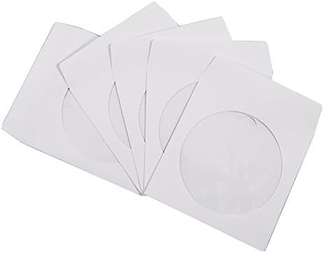Progo 100 Pack Premium White Paper CD DVD Sleeves Envelope with Window Cut Out and Flap, 100 Gram Weight Paper by Progo