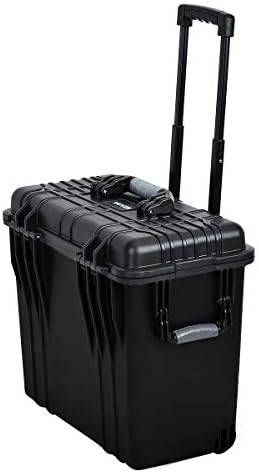 MEIJIA Rolling Waterproof Hard Protective Case, Hard Camera Case with Retractable Pull Handle and Wheels,Customizable Fit Foam Inserted, Black,19.88X12.01 X18.11 inches - Image 3
