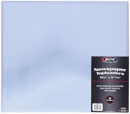 BCW Newspaper Topload Holder 13" x 11" | Rigid PVC Protector for Folded Newspapers & Tabloids | Clear Acid-Free Archival Newspaper Holders | Fits LA Times & Modern Folded Papers | 5-Pack by BCW