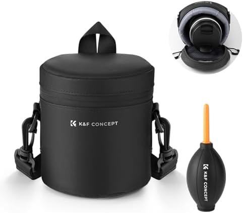 K&F CONCEPT Camera Lens Case, 3-Way Carry Pouch for Lens with Air Blower by KFCONCEPT