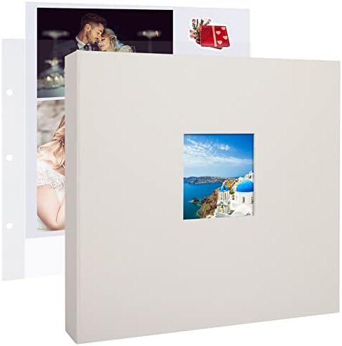 1DOT2 12x12 Inch 3 Ring DIY Scrapbook Photo Album, Beige by 1DOT2