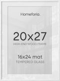 Homeforia 20x27 White Oak Picture Frame, High-End Wood, 16x24 Mat, Glass by Homeforia