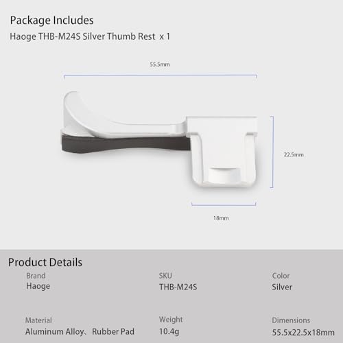 Haoge THB-M24S Metal Hot Shoe Thumb Up Rest Hand Grip for Leica M Typ240 M240, M-P Typ 240 M240P, M Typ262 M262, M-D Typ 262 Camera Silver - Image 6