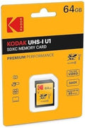 Kodak SDXC Card 64GB UHS-I U1 V10 Premium, up to 85MB/s Read Speed, for Full HD Video and High-Resolution Pictures, Compatible with SDXC Standard - EKMSD64GXC10K by Unknown