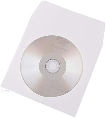 1,000 Pieces White Paper Sleeves for CDs or DVDs - Envelope Holder with Clear Window and Flap, 80g Economy Weight (1 Box = 10 packs x 100 Sleeves) - Image 3