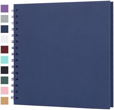 Scrapbook Album 8x8 Inches 40 Pages Hardcover Kraft Paper Blue by Bonyomor