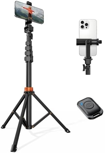 VIMOSE 66" Phone Tripod, Tripod for iPhone with Remote & Phone Stand by VIMOSE