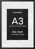 Homeforia A3 Black Oak Picture Frame, High-End Wood, A4 Mat, Glass by Homeforia