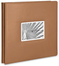 Old Town Bonded Leather Photo Album, Large Leather Scrapbook, Expandable Scrapbook Album 12x12 Double-Sided White Paper Pages and Optically Clear Pockets, Faux Suede Lining, Caramel by OldTownFrames