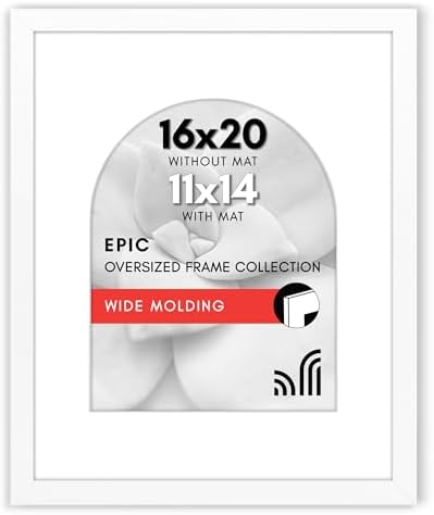 Americanflat 16x20 Poster Frame - Matted to 11x14 - Engineered Wood - White by Americanflat