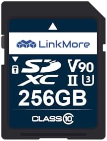 LinkMore XV29 256GB Full-Size SDXC Card, UHS-II U3 V90, R250/W220MB/s by LinkMore