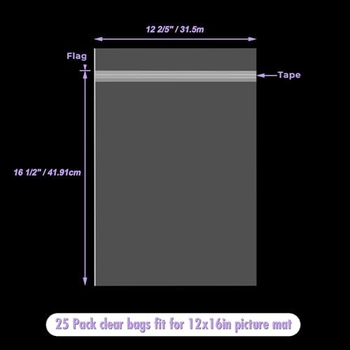 Frametory, 25 Pack 12 2/5" x 16 1/2" Acid-Free Clear Plastic Bags - Image 2