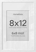 Homeforia 8x12 White Oak Picture Frame, High-End Wood, 6x8 Mat, Glass by Homeforia