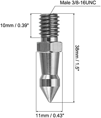 PATIKIL 3/8 Inch Thread Tripod Spike, 6 Pack Camera Tripod Ground Spike Screw Stainless Steel Spike Mount Adapter for Monopod Style 2, Silver - Image 2