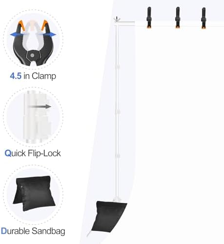 EMART Backdrop Stand 10x10FT Adjustable Back Drop Stand for Party -White - Image 5