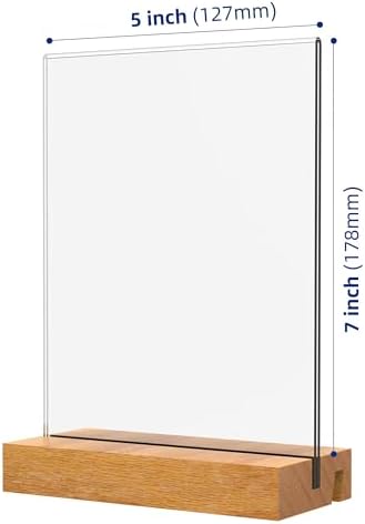 5x7 Inch Acrylic Sign Holder with Wood Base Vertical and Slant Displays(6 Pack 5*7") - Image 3