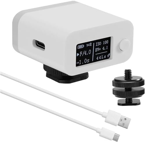 Adjustment Camera Light Meter, Light Meter Camera Photometer Photography Set, Hot Shoe/Cold Shoe Mounting, ISO6~8000, F1.0~F64 and 30s~1/8000s Adjustable, for Film Photography by Unknown