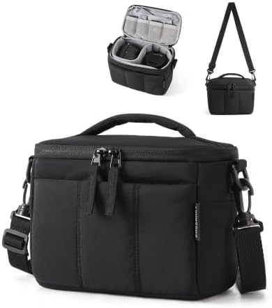 BAGSMART 2 in 1 Quilted Camera Sling Bag for Mirrorless Camera, Black by BAGSMART
