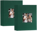 Artmag Mini Photo Album 4x6 50 Pockets 2 Pack, Linen Cover with Front Window Album Each Holds 52 Vertical Photos for Family Wedding Baby Children (Dark Green) by Artmag