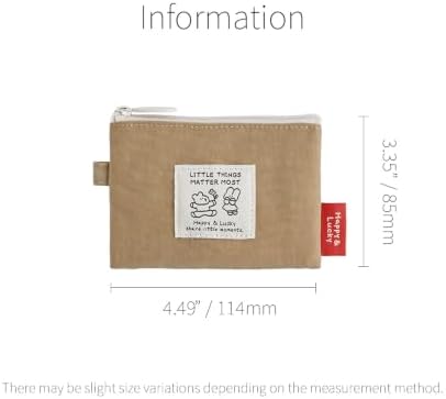 Monolike Happy and Lucky Card Case, Beige - Small Nylon Pouch, Portable Keychain Coin Purse, Waterproof Card Sleeve, Compact Daily Organizer Case - Image 2