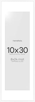 Homeforia 10x30 White Picture Frame, High-End Metal, 8x24 Mat, Glass by Homeforia