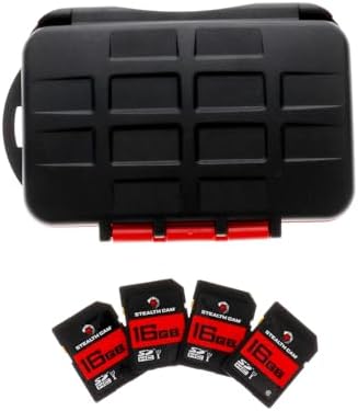 Stealth CAM SD Card - High-Speed Data Transferring Storage Game Trail Hunting Scouting Photo Video Recording Cameras, 16GB SD Card (4 Pack) w/Memory Card Storage Case by StealthCam