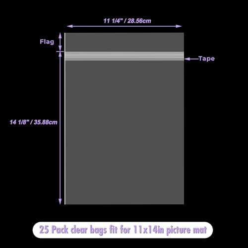 Frametory, 25 Pack 11 1/4" x 14 1/8" Acid-Free Clear Plastic Bags - Image 2