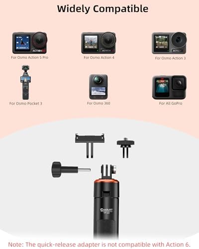 53" Osmo Action Selfie Stick Tripod for DJI Action 5 Pro/4/3, Extendable Handle Grip w Magnetic Quick-Release Adapter Mount, Extension Rod/Standing Stand/Accessories for Travel Vlogging Video Shooting - Image 4