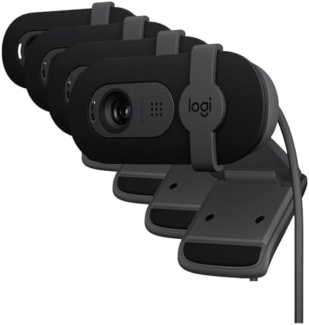 Logitech Brio 101 Full HD 1080p Webcam for Meetings,Streaming,Desktop,Laptop,PC - Built-in Mic,Shutter,Works with Zoom,Microsoft Teams,Nintendo Switch 2’s New GameChat Mode,USB-A,-Black,(Pack of 4) by Unknown