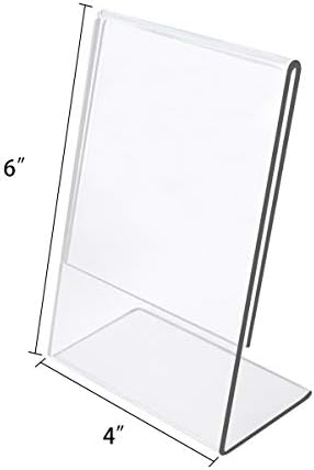 NIUBEE Acrylic Sign Holder 4x6 Vertical L-Shape Picture Stand 6 Pack - Image 2