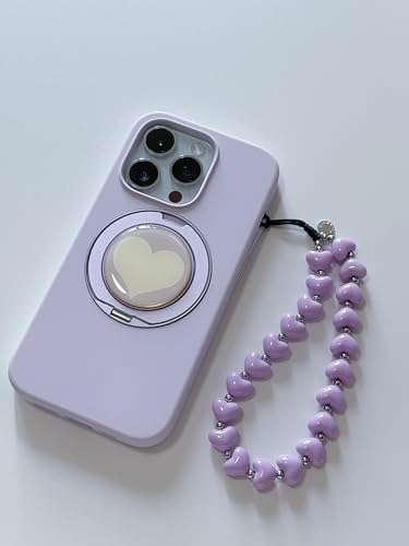 Drawwind Phone Charm Strap Cute Wrist Straps Cell Phone Charm String Y2K Aesthetic Lanyard Wristlet Chain for Case Camera AirPods Bags Keychains (Purple Hearts) - Image 2