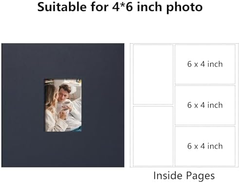 Photo Album 4x6 Pictures 600 Pockets Linen Cover Gray Blue - Image 2