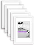 Americanflat 8x12 Picture Frame 5-Pack - Matted to 6x8 - White by Americanflat