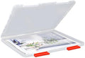 SAYEEC Portable Project Case A4 Plastic Transparent File Storage Box for 8.5"x11" Paper Slim Photo Art Craft Storage Container Scrapbook Document Organizer Magazine Protector for Office School (Red) by SAYEEC