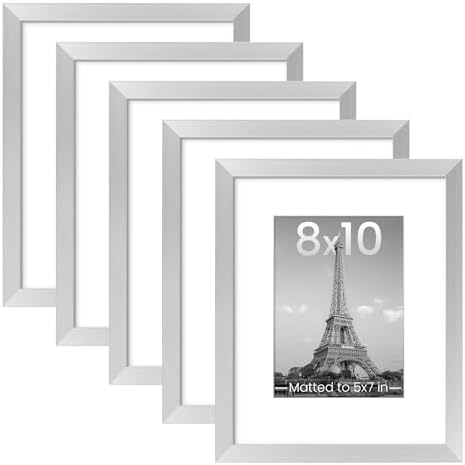 upsimples 8x10 Picture Frame, Gallery Wall Frames Set of 5, Silver by upsimples