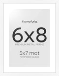 Homeforia 6x8 White Picture Frame, High-End Metal, 5x7 Mat, Glass by Homeforia