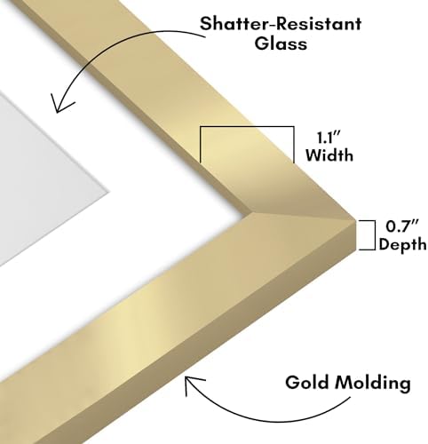 Americanflat 11x14 Picture Frame - Matted to 8x10 - Engineered Wood - Gold - Image 3
