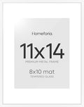 Homeforia 11x14 White Picture Frame, High-End Metal, 8x10 Mat, Glass by Homeforia