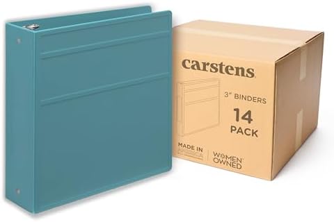Carstens 3-Inch Heavy Duty 3-Ring Binder - Side Opening, Powder Blue, Durable Plastic, Precision No-Gap Rings, Waterproof Cover, No Pockets, Holds 400 US Letter Sheets, BPA-Free, Made in USA (1744-3R) by Carstens