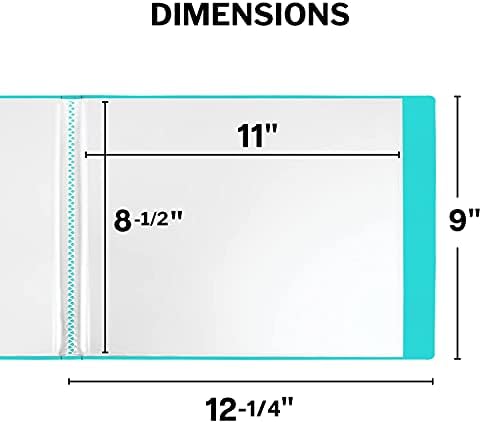 Dunwell 8.5x11 Portfolio Binder, Horizontal, Aqua, 24 Pockets, Poly - Image 6