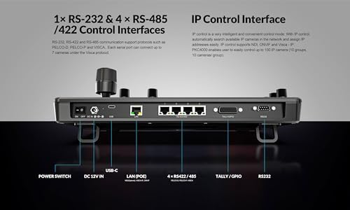 Pro PTZ Camera Joystick Controller with 5-inch Touch Preview LCD, IP NDI Camera Controller Keyboard with 4D Joystick for Worship Church Live Streaming Video Production, PoE Enable (5 inch Touch Screen) - Image 5