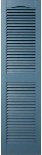 Ekena Millwork Lifetime Vinyl LL1S14X03600CB Standard Cathedral Top Center Mullion, Open Louver Vinyl Shutters, w/Installation Shutter-Lok's & Matching Screws (Per Pair), 14 1/2"W x 36"H, Classic Blue - Image 2