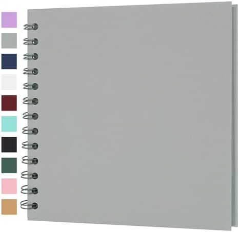 Scrapbook Album 7x7 Inches 40 Pages Hardcover Kraft Paper Grey by Bonyomor