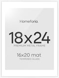 Homeforia 18x24 White Poster Frame, High-End Metal, 16x20 Mat, Glass by Homeforia