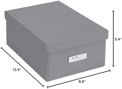 Bigso Karin Collapsible Storage Box - Photo Storage Box with Labelframe for Easy Identification - Simple Assembly Without Tools - Decorative Storage Boxes with Lids - 8.9in x 12.4in x 5.4in - Gray - Image 6