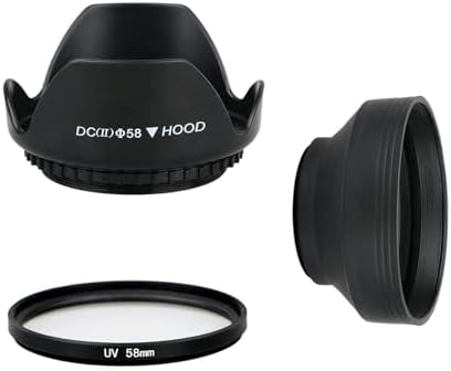 EEEKit 58mm Tulip Flower Lens Hood with UV Filter Lens for Canon EOS 77D 80D Rebel T8i T7 T7i T6i XTi SL2 DSLR Camera by EEEkit