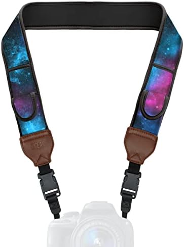 USA Gear TrueSHOT Camera Strap Neoprene Camera Straps - Padded Neck Strap, Accessory Pocket, and Quick Release Buckles - Compatible with Canon, Nikon, Sony and More DSLR and Mirrorless Camera - Galaxy by USAGEAR
